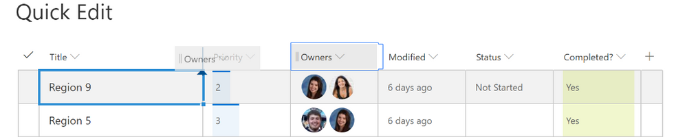 SharePoint Quick Column Formatting SharePoint list showing column formatting